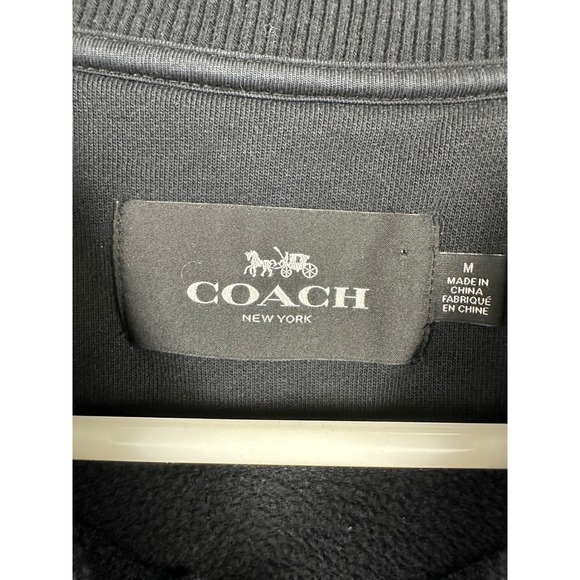 Coach Womens Black Long Sleeve Crewneck Sweatshirt Black Floral Logo Size Medium - Picture 5 of 5